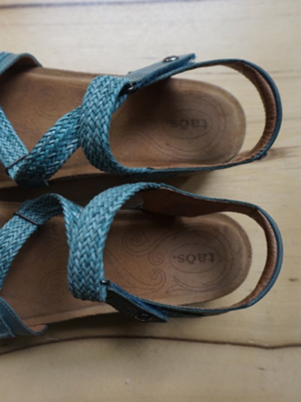 TAOS Woven Strappy Sandals Dusty Turquoise GUC Size EUR40 - US 9.5 - Picture 2 of 6
